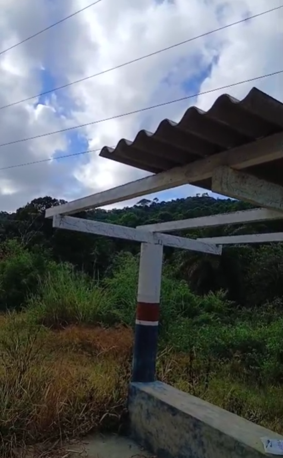 Furto de telhas deixa abrigo de ônibus sem proteção em Nova Ibiá