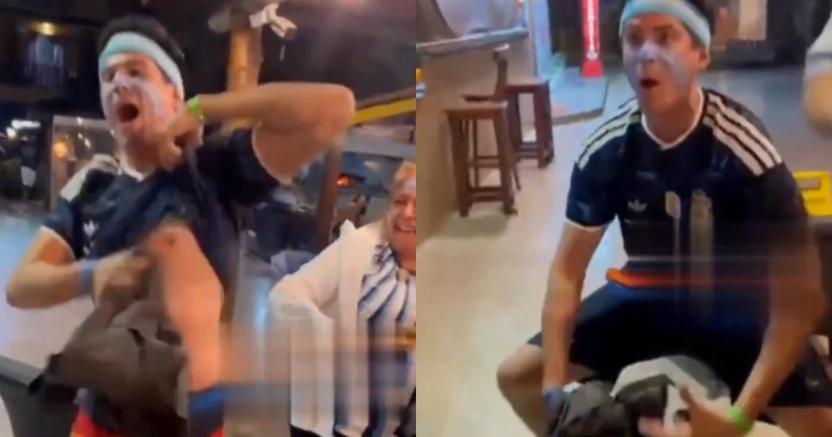 Torcedor argentino aparece fazendo gesto racista durante festa de comemoração em destino turístico baiano